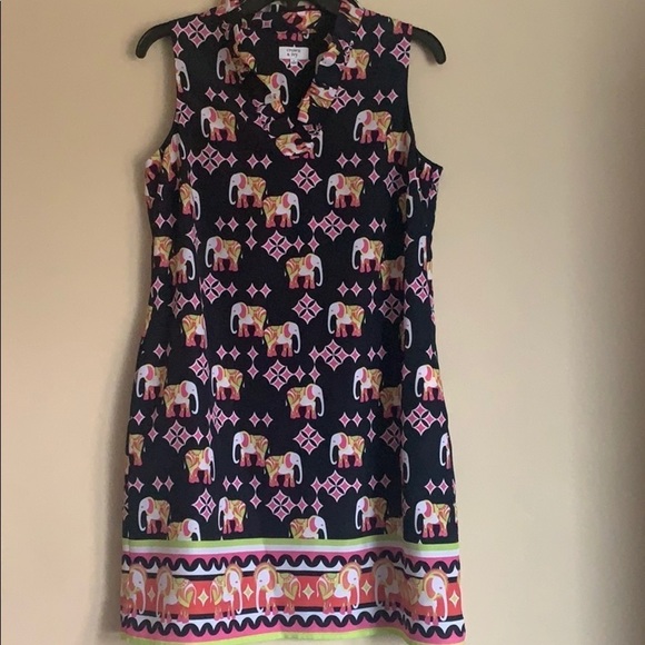 Crown&Ivy Elephant Print Sheath Dress,Navy-Pink ,4 - Picture 14 of 14